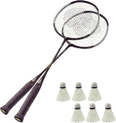 Badminton Set: 2 rackets, 6 balls, badminton rackets, shuttlecocks, badminton balls