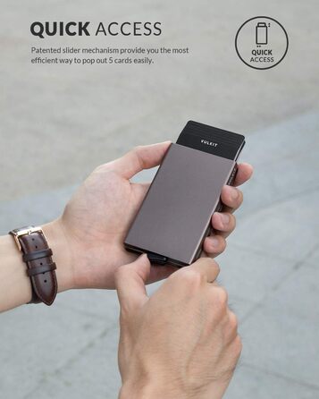 Металеве картхолдер VULKIT з RFID NFC захистом для чоловіків. Містить 10 карт. Колір: нікелево-сірий