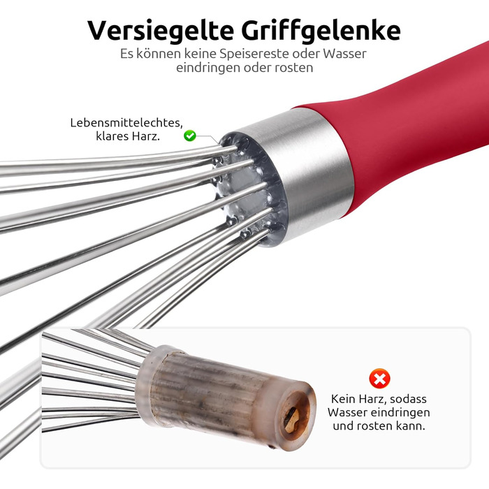 Міксер кухонний U-Taste, 30 см, нержавіюча сталь 18/10, 12 гнучких дротів, силіконовий руків'я