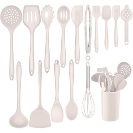 Набір кухонних аксесуарів Homikit, 16 предметів, хакі. Кухонні інструменти з підставкою, стійкі до високих температур, комплект кухонного посуду, придатні для миття в посудомийній машині