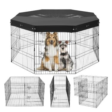 Laufstall для собак VEVOR, 8 панелей, 76 x 61 см, металевий, з дверцятами, Oxford 600D, для собак, котів та інших дрібних тварин