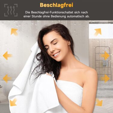 Дзеркало для ванної кімнати SONNI з LED-підсвічуванням, 100 x 60 см, антизапарник, IP44, сенсорне керування, 3 кольори світла