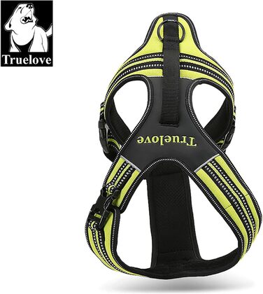 Шлейка для собак Truelove TLH5551 з ручкою, м'яка, світловідбиваюча, для собак (M, неоновий жовтий)