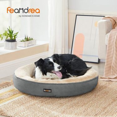 Кругле ліжко для собак та котів Feandrea, діаметр 70 см, темно-сірий колір, розмір 70x70x18 см