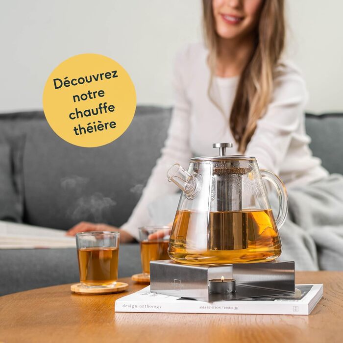 Скляний чайник для чаю SILBERTHAL з підставкою-підігрівачем та ситечком, 1.5 л