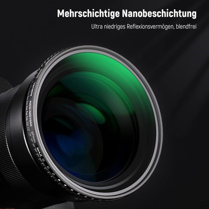 Фільтр ND3-ND1000 Neewer (37 мм) з регульованою щільністю, HD-скло, подвійне покриття, водонепроникний, стійкий до подряпин