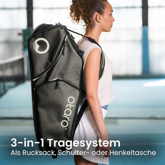 Otaro 82L Premium Tennis Bag | Badminton, Padel & Squash Racket Bag | Unisex Tennis Backpack for Coaches - Green/Gray