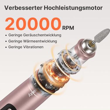 TOUCHBeauty Електрична пилка для нігтів: набір бездротовий, фрезер для манікюру та педикюру з LCD-дисплеєм, 5 швидкостей, тихий, пилозахисний, USB-зарядка (гель, акрил)