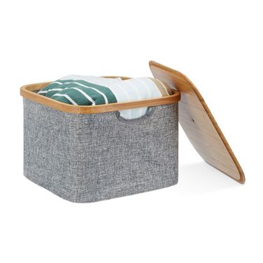 Relaxdays Fabric Storage Basket - Grey