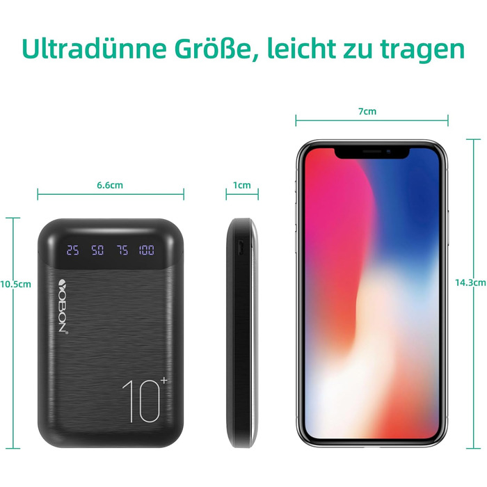 Портативний зарядний пристрій Power Bank 10000mAh з 2 USB виходами та USB-C входом (Чорний)