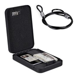 Сейф Relaxdays з кодовим замком, портативний, зі страхувальним тросом, автосейф, сталевий, 5.5x17x25 см, чорний