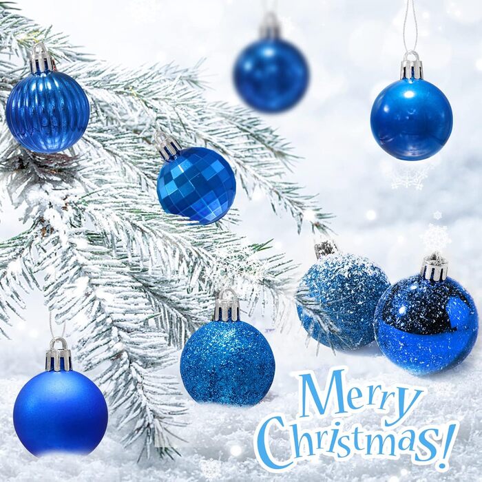 Набір ялинкових прикрас 36 шт, кульки для ялинки з пластику 4 см, блакитні