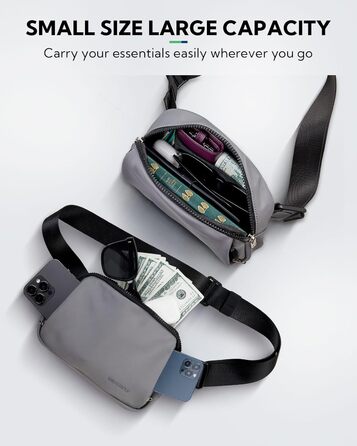 WATERFLY Поясна сумка на пояс для чоловіків та жінок: стильна сумка через плече, спортивна, модний аксесуар, водонепроникна, маленька сумка на стегно для активного відпочинку, подорожей, піших прогулянок, фестивалів (темно-сірий)