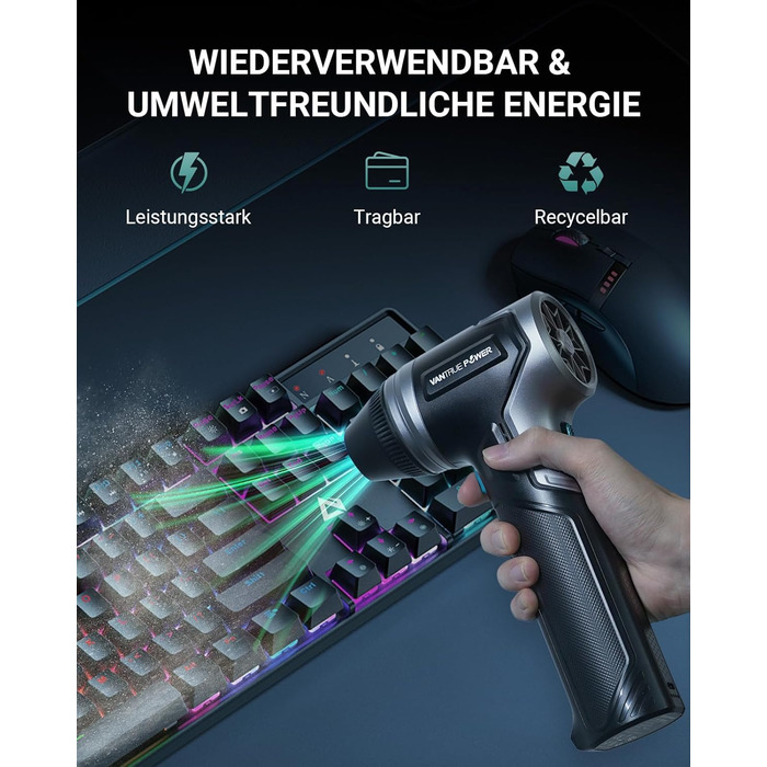 VANTRUE POWER Електричний повітряний пилосос-800G, бездротовий, акумуляторний, для чищення клавіатури, автомобіля, дому