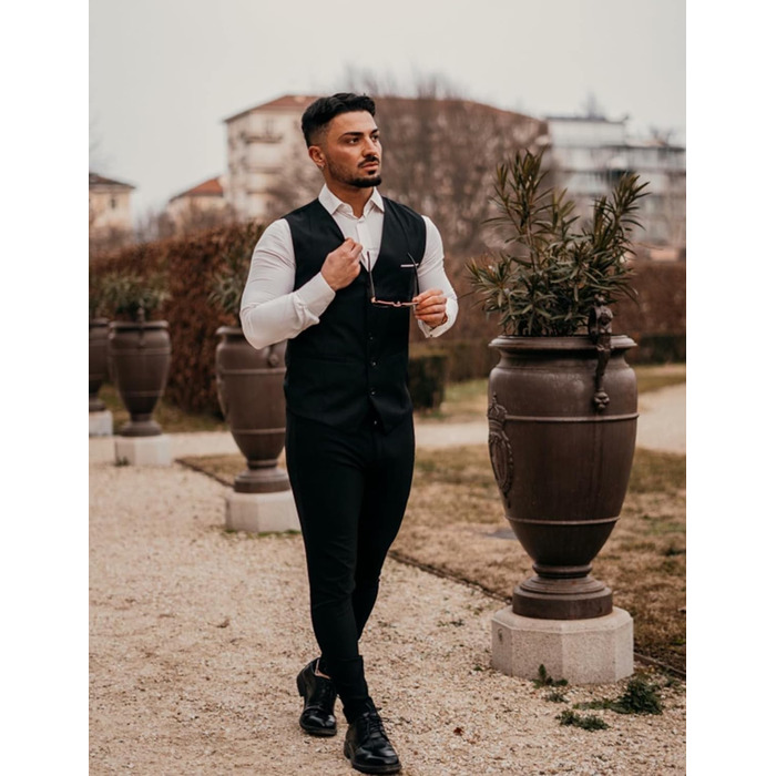 Чоловічий жилет COOFANDY Slim Fit — елегантний сучасний жилет під костюм з бавовни для весіль та офісу, чорний, розмір XL