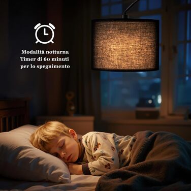 Торшер для вітальні Stehlampe з димером, LED E27, пульт ДУ, 3000K-6000K, бежевий (чорний абажур + чорна база)