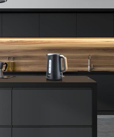 Bestron 1.7L Electric Kettle with 360° Base - Auto Shut-Off & Boil-Dry Protection - 2200W - Black/Wood Finish