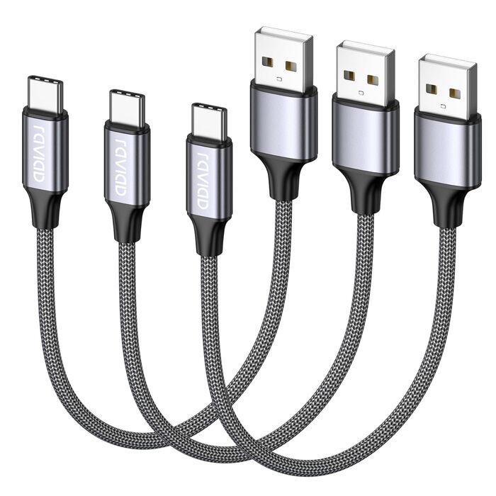 Кабель USB-C RAVIAD [4 шт. 0.5м, 1м, 2м, 3м] 3.1A, швидка зарядка, нейлон, для iPhone 15, Samsung Galaxy, Huawei P60