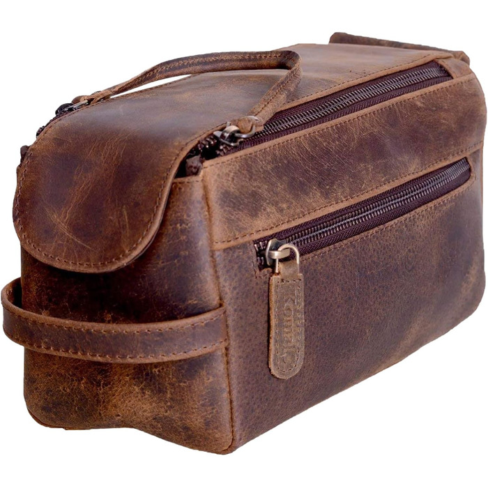 KomalC Travel Culture Bag made of high-quality buffalo leather for women and men