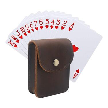 Boshiho Leather Card Holder Case - Genuine Leather Playing Card Case, Cigarette Case for Men, Gift (Dark Brown)