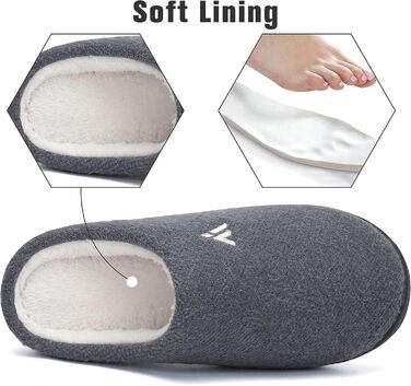 Тапочки жіночі зимові Mishansha Herren з піною пам'яті, антиковзкі, розмір 36-49 (темно-сірий, 37 EU)
