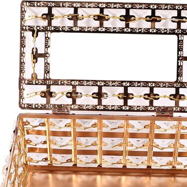LEMCC Crystal Tissue Box Holder, Rectangular, Classic, Gold, Crystal, Iron