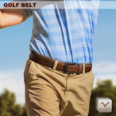 Чоловічі шкіряні ремені BULLIANT (2 шт.): 7 отворів, ширина 35 мм, регульована довжина 110 см, чорний/темно-коричневий