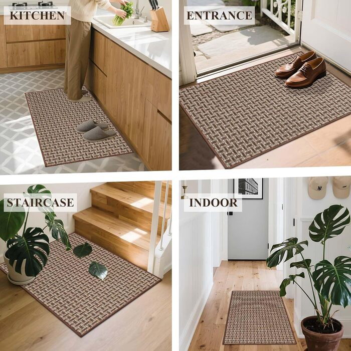 Килимок для дому 41x61 см, антиковзаюча підлога, для входу, коричневий