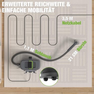 WORKPRO Мийний пилосос для килимів та м'яких меблів, 16 kPa, 4 режими очищення, насадки для килимів, диванів, матраців, вікон, видалення тваринських плям
