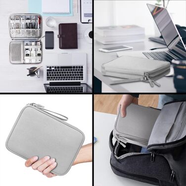 Організатор для аксесуарів Arae Elektronik: кабельна сумка, Travel Essentials, подвійний шар, для зарядних пристроїв, USB, SD картки (Синій, L) Сірий L