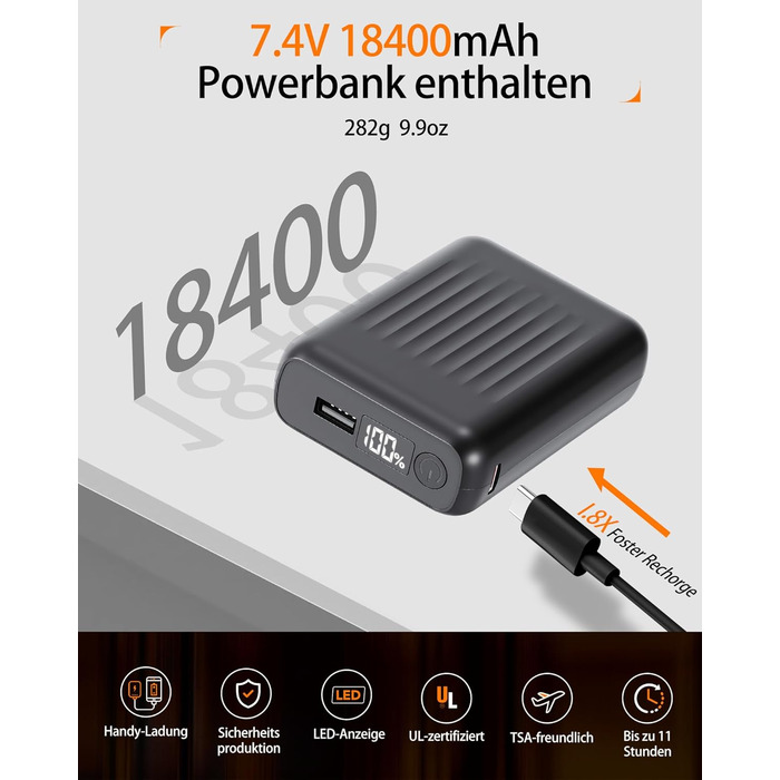 Тепла жилетка для жінок з акумулятором 18400mAh 7.4V – 8 зон нагріву, водовідштовхувальна, легка, пральна, для активного відпочинку, чорна