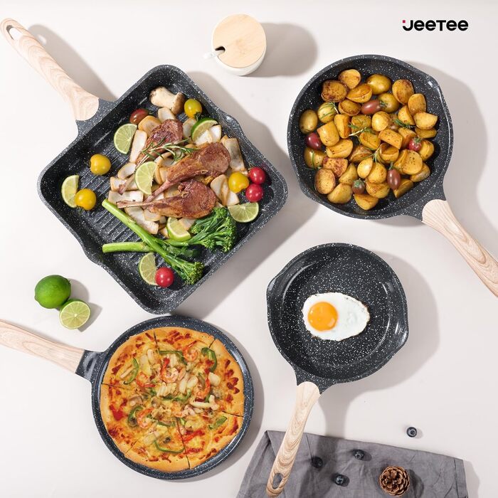 JEETEE 23-Piece Nonstick Granite Cookware Set - Induction Compatible, Pink Cookware Set for All Cooktops - Perfect Housewarming Gift