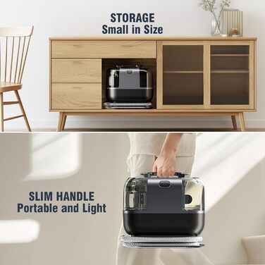 Апарат для чищення м'яких меблів та килимів 600W, 22kPa, для дому та авто, чорний