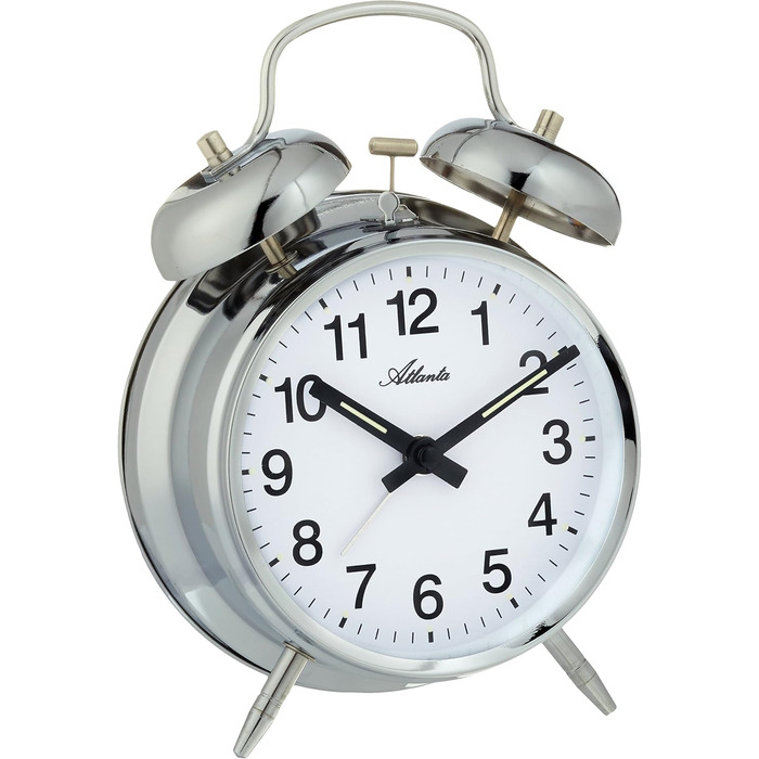 Atlanta Mechanical Analog Alarm Clock Silver 1054-19