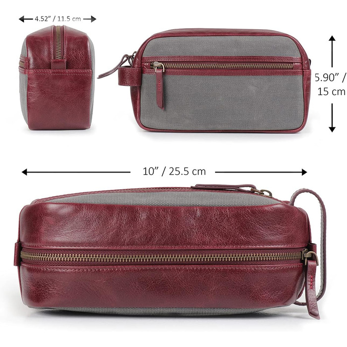 Чоловіча/Жіноча дорожня сумка Londo Echtleder, набір сумок для туалету (Бургунді)
