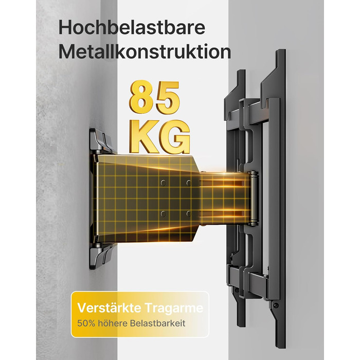Настінне кріплення для телевізора monTEK Ultra Slim 37-90 дюймів (до 85 кг), поворотне, з похилом, висувне, VESA 600x400