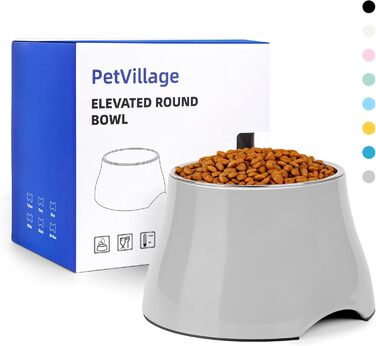 Миска для собак Petvillage, конусоподібна, неслизька, з нержавіючою сталлю, піднята, для маленьких та середніх собак, спанієлів з довгими вухами, велика місткість, 1.5 л / 3 чашки (Середня (2 чашки), сіра)