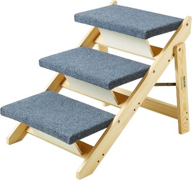 Сходи для домашніх тварин VEVOR з дерева, 2-в-1, складана, для собак та котів, для ліжка, дивану, автомобіля, 3 сходинки, до 68 кг