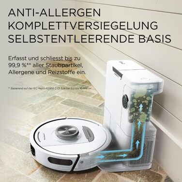 Робот-пилосос Shark PowerDetect з базою самоочищення, самостійно спустошується до 60 днів, для шерсті тварин, килимів та твердих підлог, з 3D- та LiDAR-навігацією, 14,5 см заввишки, білий