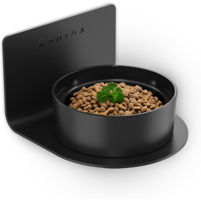 Миска для собак DRAIAX ElegantFeed M з кераміки – чорна, матова зовні, глянцева всередині
