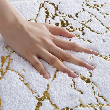 QJHOMO Non-Slip Bath Mat Washable Bathroom Rug, Gray Bathroom Carpet, Gold Decorative Rug Luxury Bathroom Accessories, Soft Microfiber Absorbent Bath Rug for Bathroom Bathtub, 40x60 cm