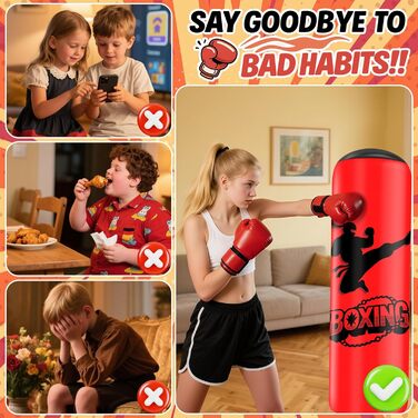 Дитячий боксерський мішок Ninonly Standbox 160см з рукавичками. Міцний PVC, для карате, тхеквондо. Подарунок для дітей 3-12 років