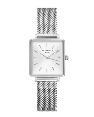Жіночий годинник Rosefield Boxy XS з білим циферблатом та золотим браслетом, 22x24 мм