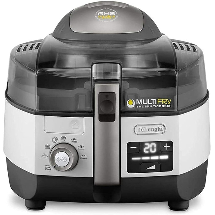 De'Longhi MultiFry Extra Chef Plus FH1396 Air Fryer, Multicooker with 1.7 kg Capacity, 8 Cooking Programs, Convection System with 2 Heating Elements, Grill Function, Recipe App, 2300 Watts, White 8 Programs