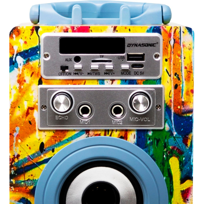 Караоке DYNASONIC з 2 мікрофонами, портативна караоке-машина, Bluetooth-колонки, USB та SD-картрідер, світлові ефекти, подарунок для дітей 5-13 років (Model 22 lights)