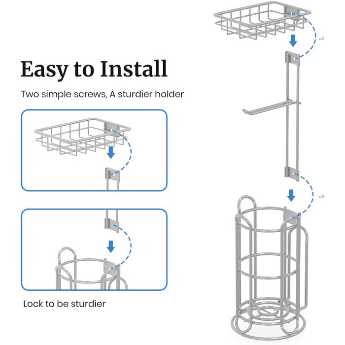 Тримач туалетного паперу TreeLen Mega Roll з нержавіючої сталі, тримач для серветок та журналів, хром (на 4 рулони)