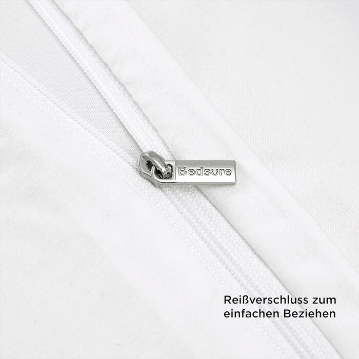 BEDSURE Комплект постільної білизни 135x200 см, 4 шт. (2 наволочки 80x80 см, 2 простирадла 135x200 см), білий, поліестер мікрофібра, ÖKO-TEX, з блискавкою