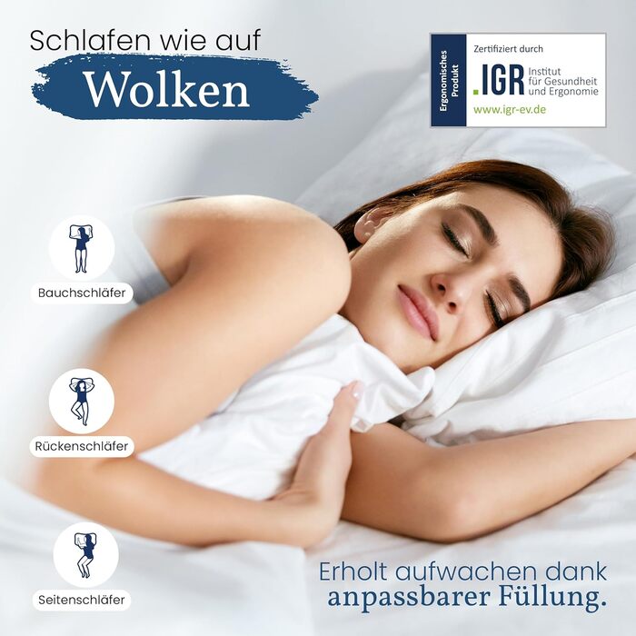 Gentle North High-Quality Pillowcases (80x80 cm large) in Hotel Quality - 2-Piece Set Fluffy, well-filled pillows suitable for allergy sufferers (Ökotex 100 certified) - Washable at 60° 2x | 80x80