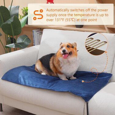 Електричний килимок для домашніх тварин Pecute - обігрівач для собак та котів, 40x50 см (M) / 90x60 см (XL) з контролером