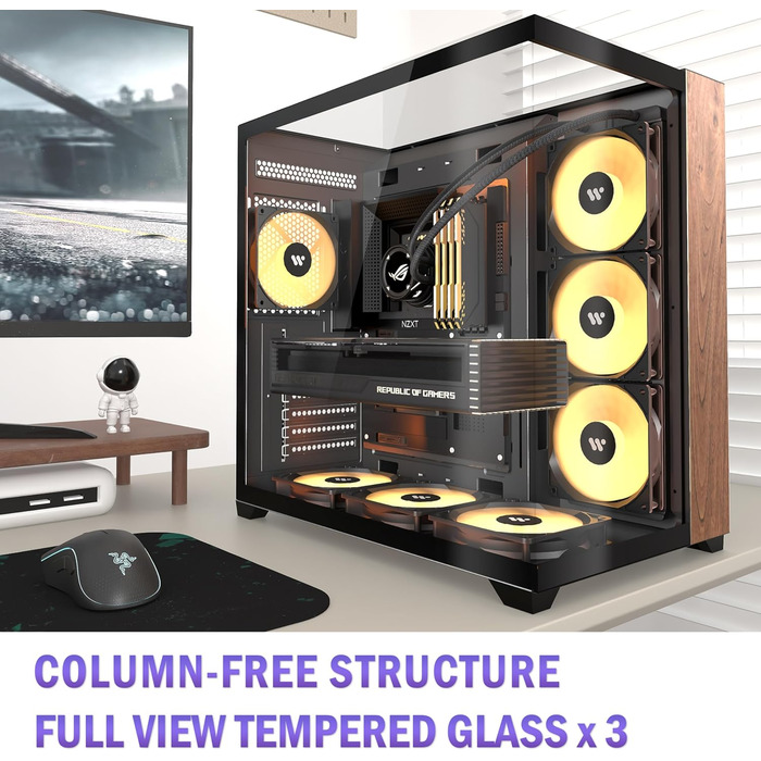 Корпус для ПК ANSAITE P7: Mid-Tower з 6 PWM ARGB-вентиляторами, скляна панель 270°, Type-C, чорний